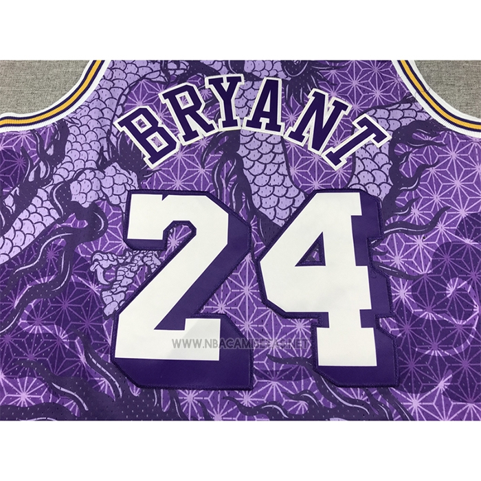Camiseta Los Angeles Lakers Kobe Bryant NO 24 Asian Heritage Throwback 1996-97 Violeta